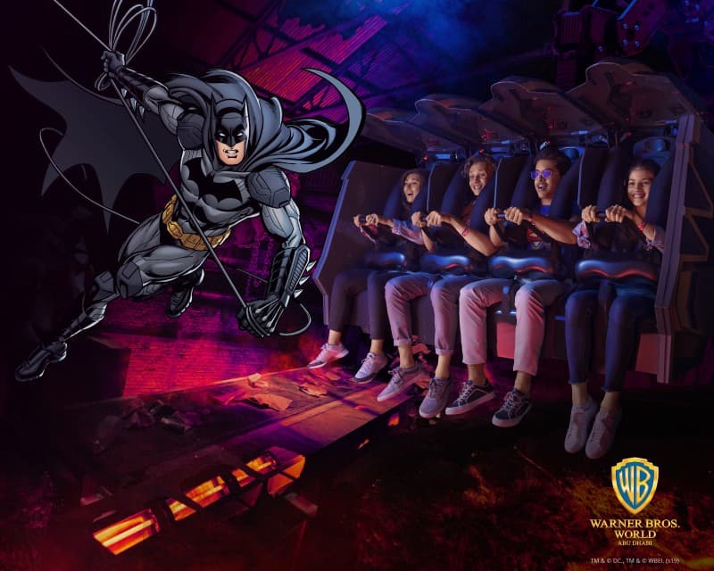Batman cover display featuring the iconic DC superhero at Warner Bros. World Abu Dhabi.