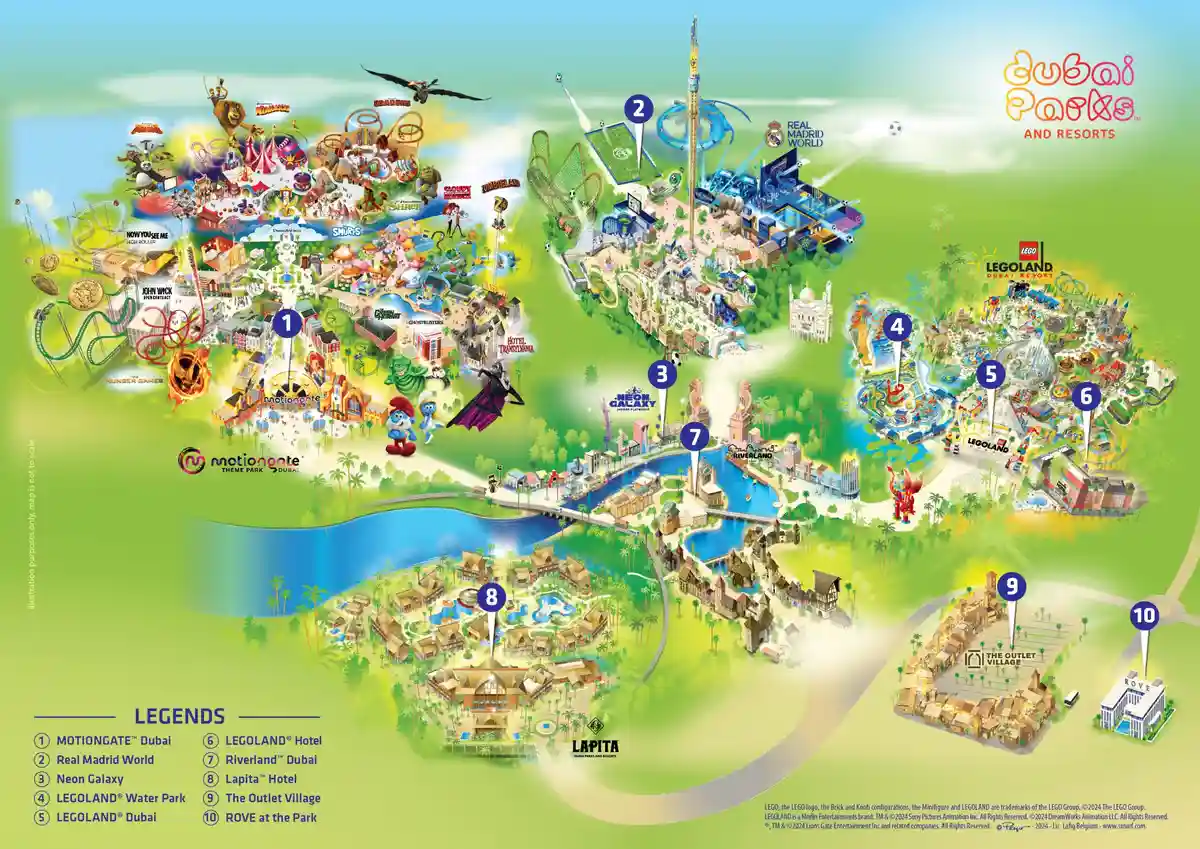 Map of Dubai Parks and Resorts