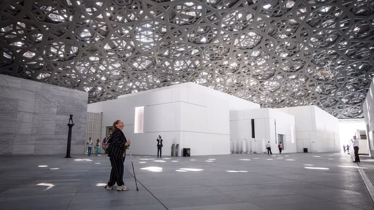 Unique architectural design of Louvre Abu Dhabi featuring the iconic dome and geometric patterns
