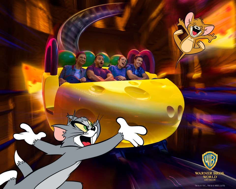 Tom and Jerry themed attraction area at Warner Bros. World Abu Dhabi featuring the classic cartoon characters.