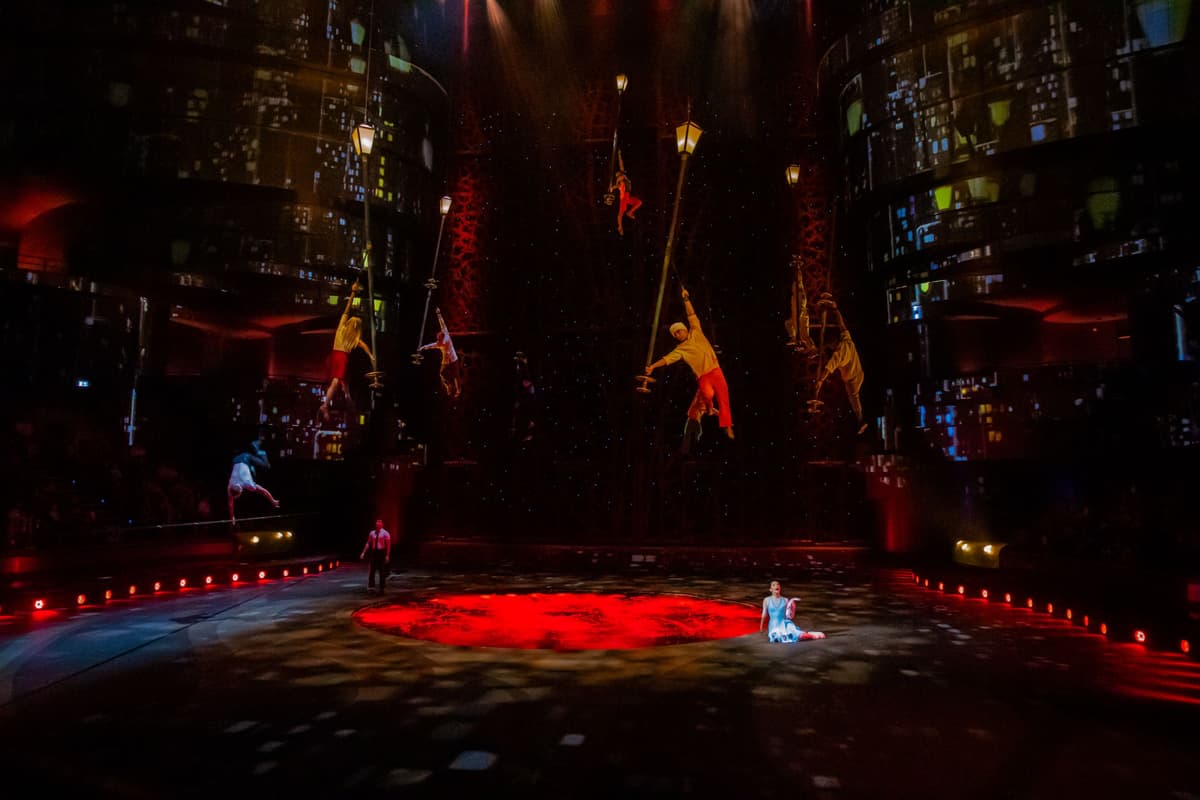 Pearl City stage setting during the La Perle by Dragone live show in Dubai.