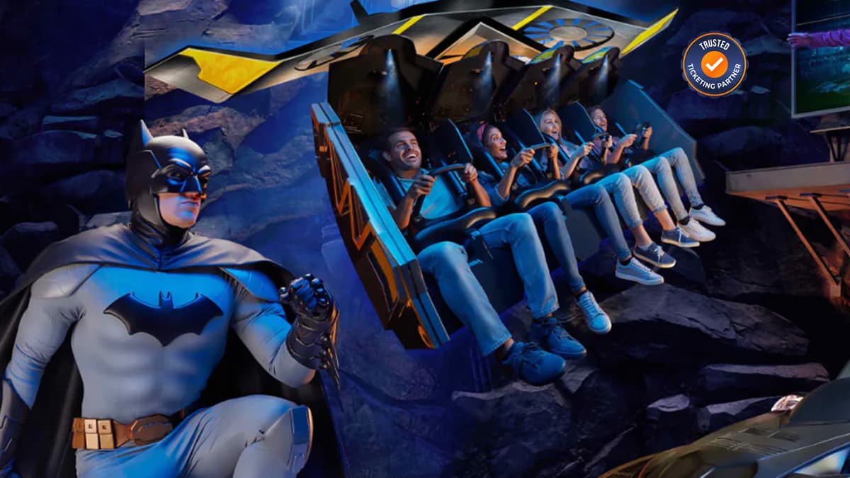 Visitors enjoying exciting rides and attractions inside Warner Bros. World Abu Dhabi.